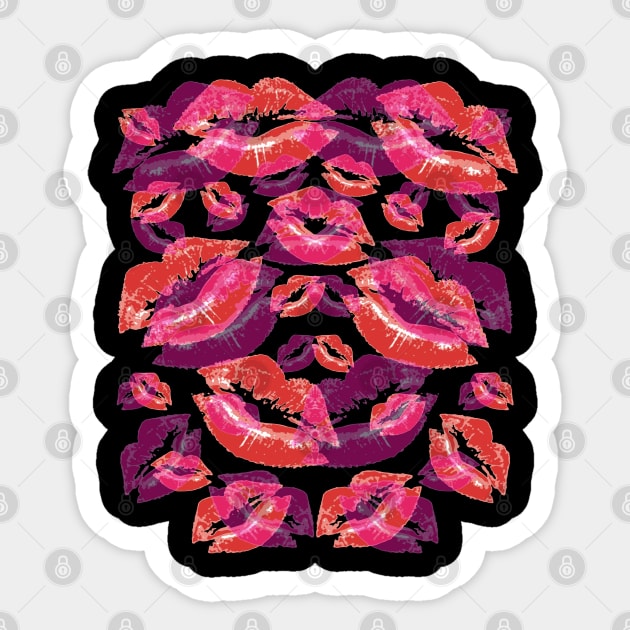 Cover Me In Lipstick Kisses Red and Purple Lipstick Sticker by taiche